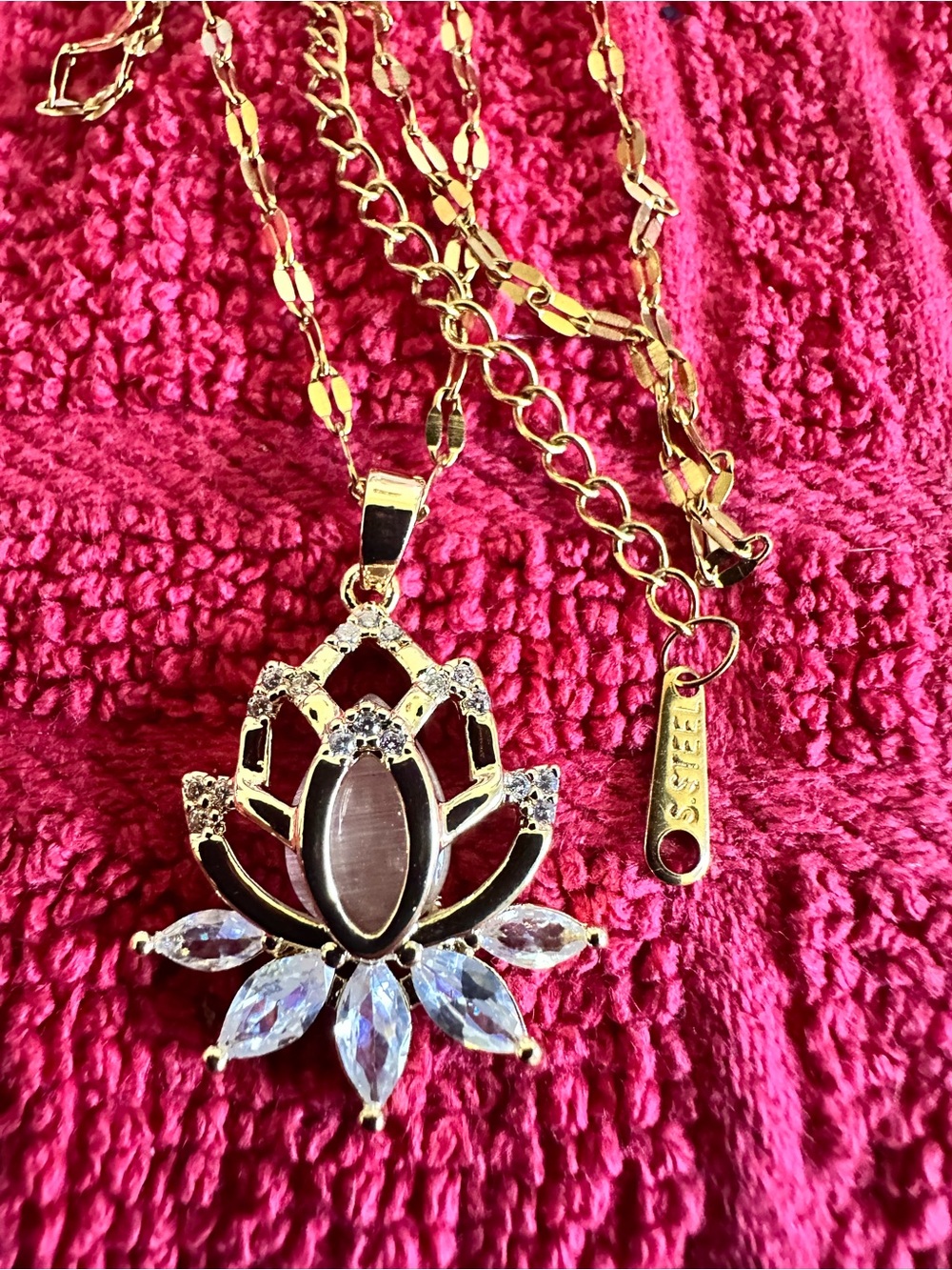 Lotus Pendant Necklace in Gold with  Accents - Brand